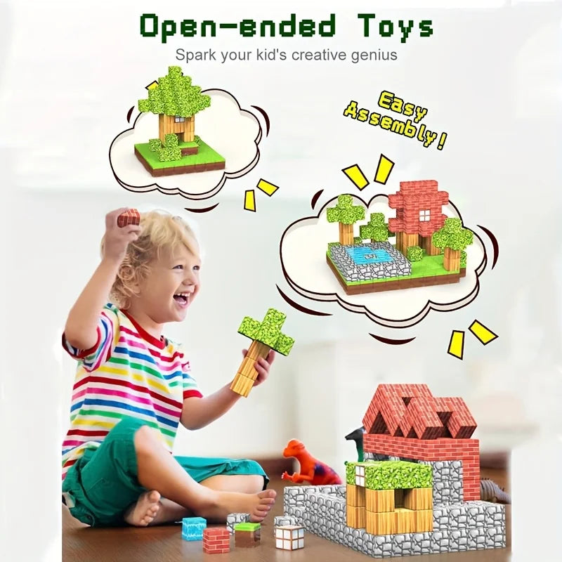 Magnetic Building Blocks Mine World Cube Magnet Set for Kid Age 3+ DIY Model Children Exercise thinking and Creativity Gift Doll