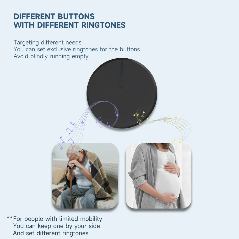 Circular Black Self Powered Wireless Doorbell AC 110v 220v US/EU Plug With 60 Rings Waterproof Long-Distance Kinetic Door Bell