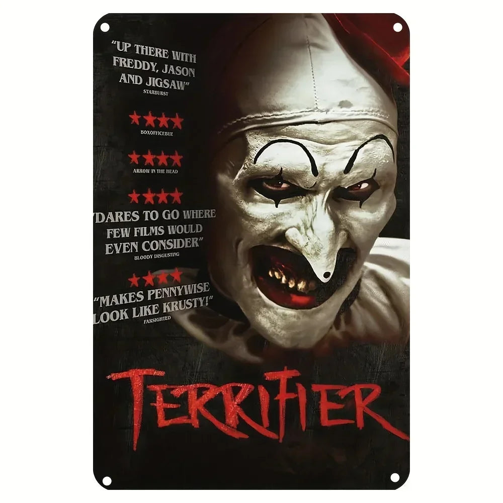 1PC Halloween Metal Sign Horror Movie Theme Shabby Iron Painting Tin Signs Wall Art Man Cave Film Theater Club Home Decoration