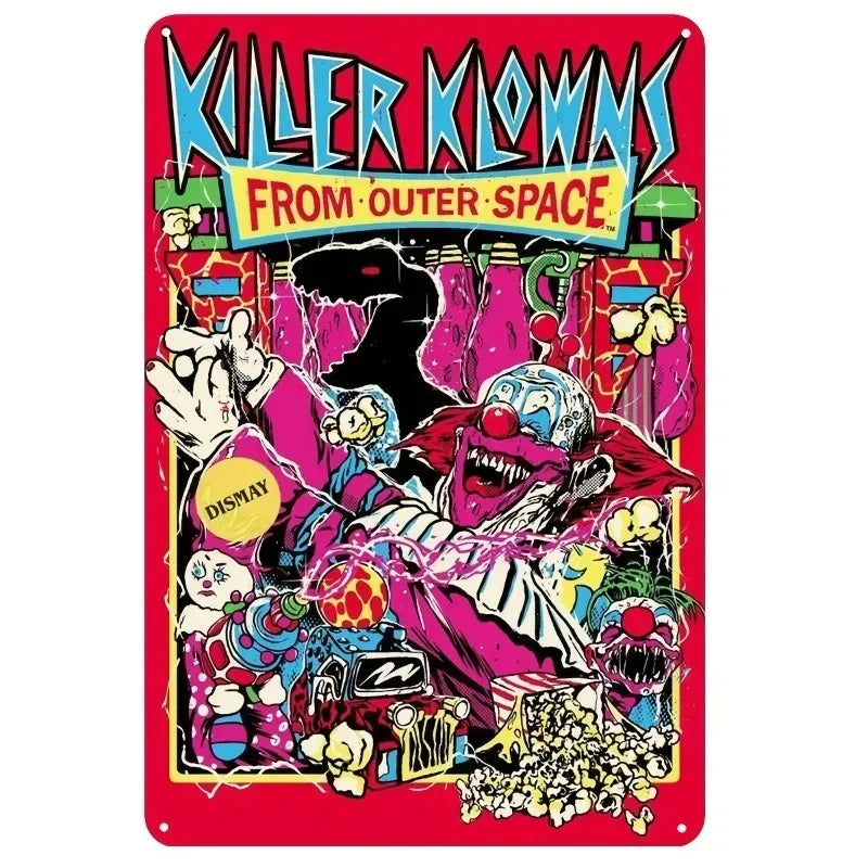 1PC Halloween Metal Sign Horror Movie Theme Shabby Iron Painting Tin Signs Wall Art Man Cave Film Theater Club Home Decoration