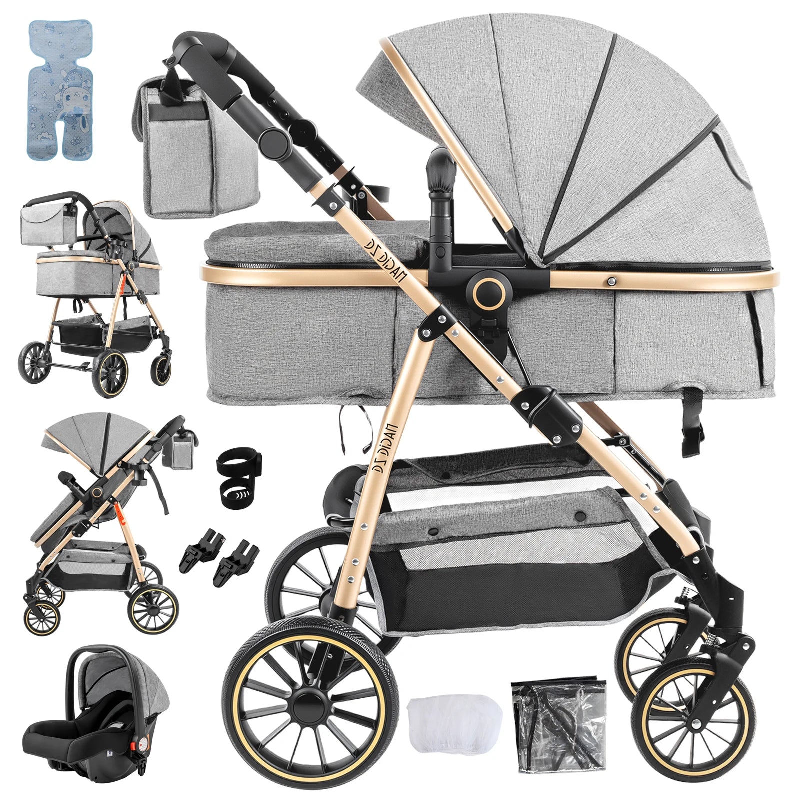 Baby Carriage Light Stroller Baby Stroller 3 in1 Foldable pushchair high quality prams Lie Flat Baby Stroller adjustable seat