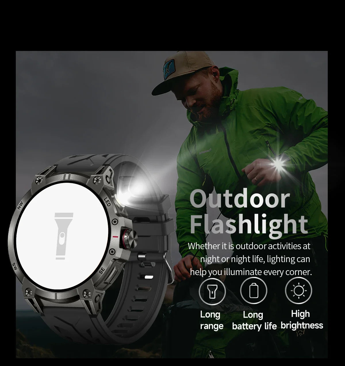 Xiaomi 760mAh Large Battery Outdoor Smart Watch Men 1.85 inch HD Screen GPS Compass Bluetooth Call IP68 Waterproof Smartwatch