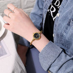 YIKAZE Small Gold Bangle Bracelet Luxury Watch Stainless Steel Retro Ladies Quartz Wristwatch Fashion Casual Thin Chain Watches