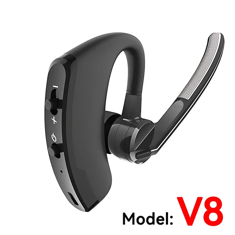 New V8 Wireless Bluetooth Single Earphone With HD Mic Stereo Headset Handsfree Call Business Headphone For Sports Driving Travel