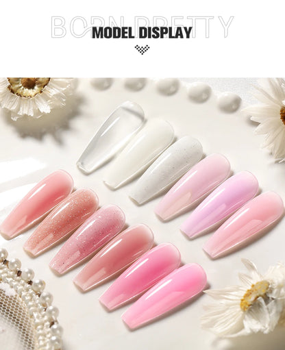 BORN PRETTY 30ml Glitter Pink Hard Jelly Nail Extension Gel Nail Polish Milky White Clear Color Soak Off UV Construction Gel