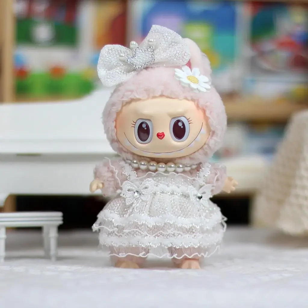 17cm Mini Plush Doll'S Clothes Outfit Accessories For Korea Kpop Exo Labubu Idol Flower shirt leather jacket skirt Clothing Gift