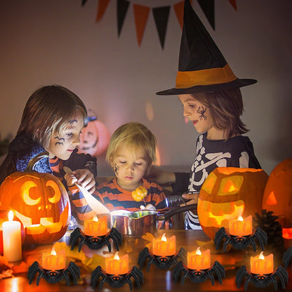 1PCS Halloween Decorations LED Candle Light Plastic Spider Pumpkin Lamp for Home Bar Haunted House Halloween Party Decor