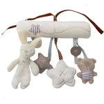 2025 New Hanging Bed Rabbit Baby Hand Bell Safety Seat Plush Toy Multifunctional Plush Toy Stroller Mobile Gifts