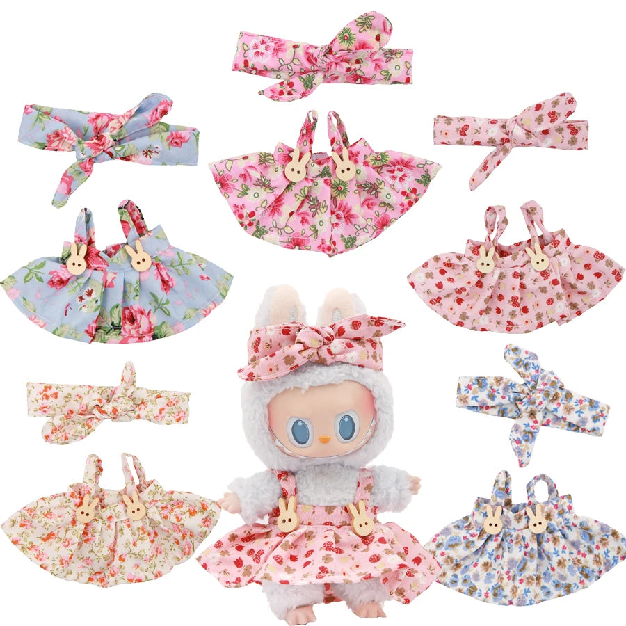 Plush Vinyl Face Labubu Doll Clothes Skirts Plush Bag Charm Little Clothes Hairband Girl Juguates&Doll Accessories Fashion Toys