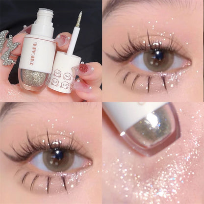 DIKALU Bear Bowling Ball A Teardrop Liquid Eyeshadow Eye Makeup Lying Silkworm Pearl Super Sparkle Glitter Fine Glitter Powder
