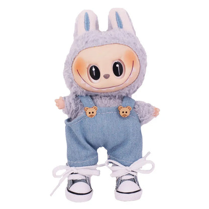 3.8cm Doll Shoes Solid Color Pop Lace up Canvas Shoe PU Shoes For 17cm Labubu Doll Clothes Accessories,Girl's Toys Clothing Gift
