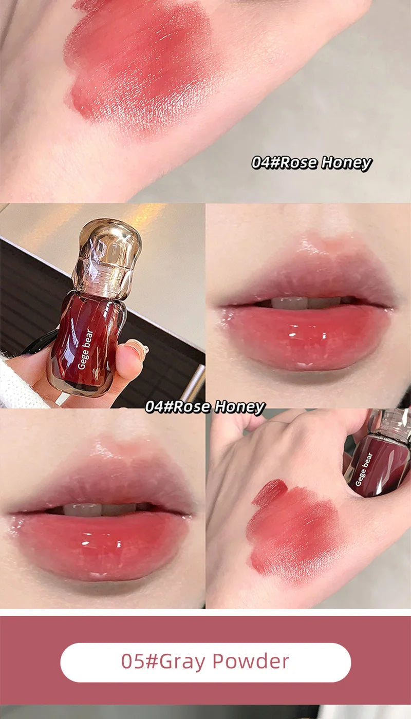 Gege Bear Crystal Gloss Lip Tint — Autumn/Winter Hydrating Formula, Mirror-Gloss Finish, Youthful Plumping Effect