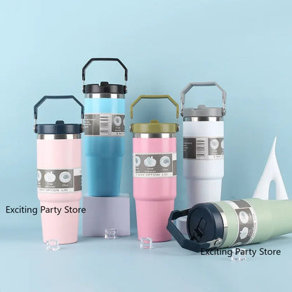 20oz/30oz Thermal Water Bottle With Straw Stainless Steel Car Coffee Mug Keeps Cold and Heat Thermal Mug Tumbler Vacuum Flasks