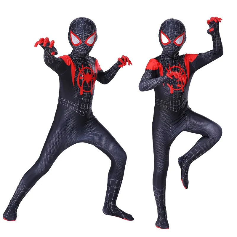 Spiderman Cosplay Fantasy Costumes Jumpsuit for Boys Girls Miles Morales Superhero Halloween Carnival Zentai Bodysuit