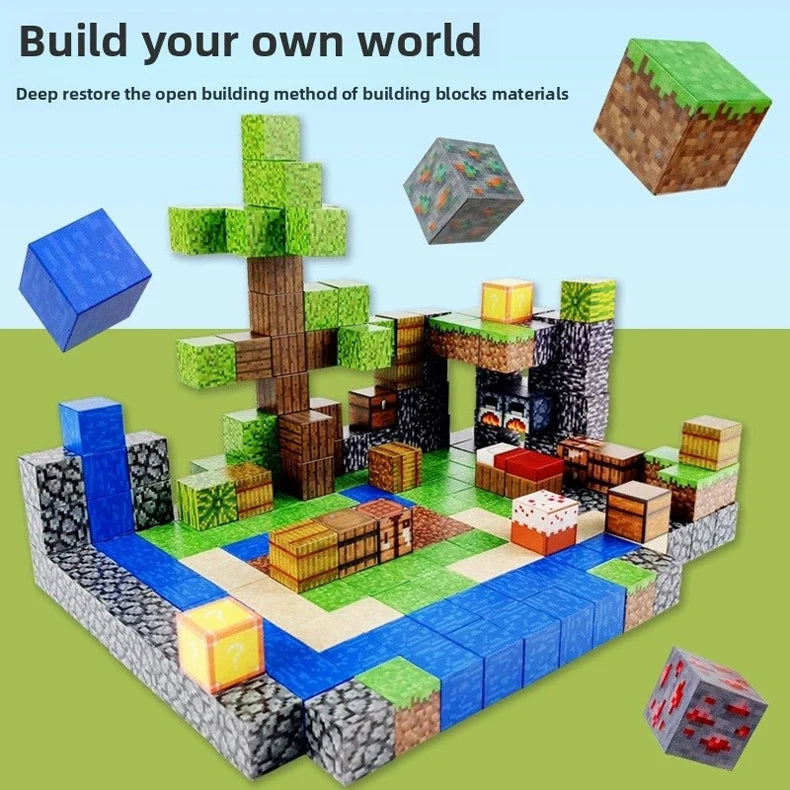 10-300pcs Magnetic Blocks Game Mine Magnet World Toys For Boys Girls STEM Montessori Sensory Cubes Game Toys Gift