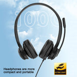 Wired USB Headset Call Center Headphones with Microphone Noise Cancelling Over Gaming Over-Ear Headsets for Computer PC Laptop