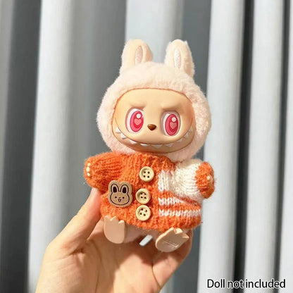 For 15-17 cm V1v2 Labubu Clothes Outfit Labubu Sitting Party Bear Label Scarf Hat Bag Dolls Accessories Cute Decoration Sweater