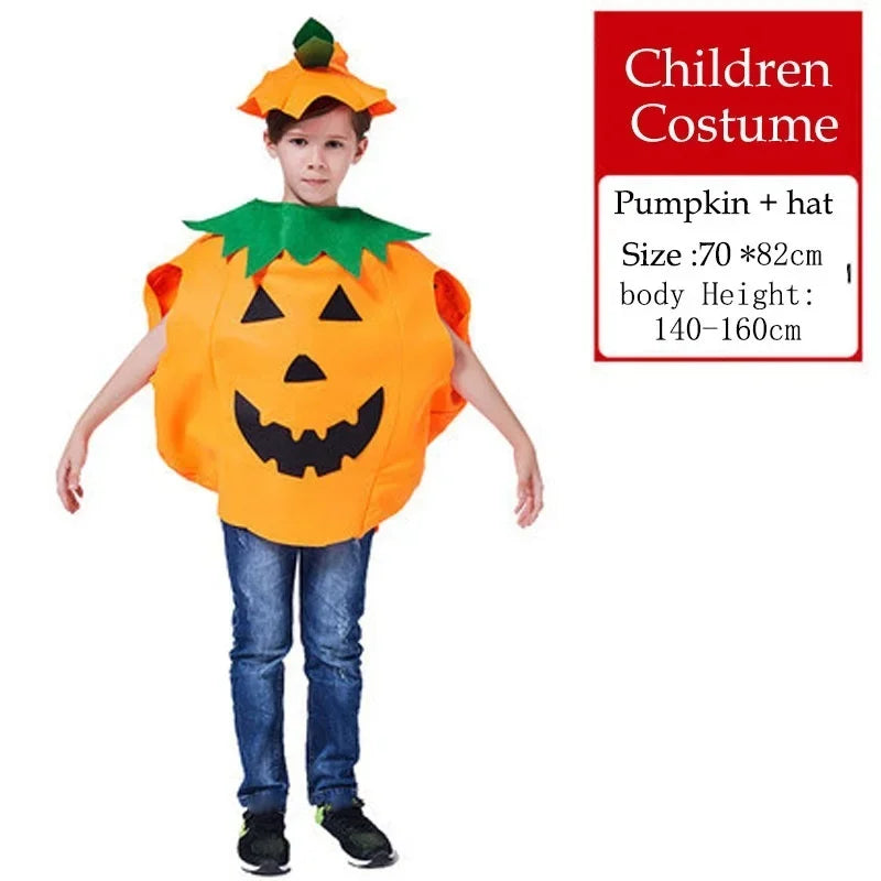 Halloween Pumpkin Grament Costume Cosplay Clothing Hat Set Halloween Party Supply Christmas Halloween Gift for Adult and Kid