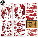 Halloween Wall Doors Windows Stickers Blood Handprint Footprint Skull Pattern Halloween Party Scene Decor Supplies Horror Props