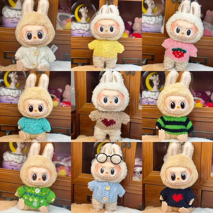Ropa Labubu Doll Clothes Outfit Accessories For 15/17cm Labubu V2 V1 Plush Doll's Clothing Colorful Sweater Kid Toy Girl Gift