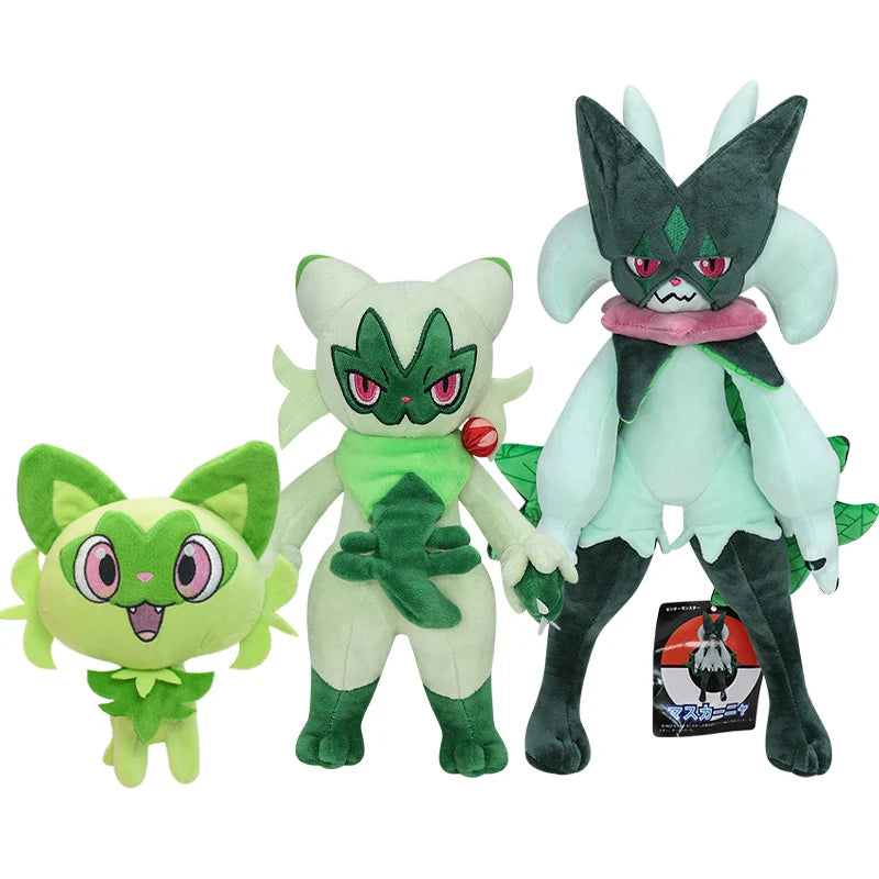Pokemon Figures Plush Toy Sprigatito Floragato Meowscarada 1st and 2nd Order Evolution Kawaii Doll Soft Stuffed Toys Gift