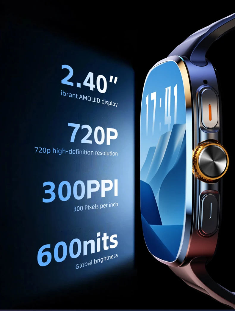New M99 smartwatch Android - Bluetooth dual system 4G SIM 2.4'' 720*720 HD AMOLED Screen 190° Camera GPS WIFI NFC samrt watch