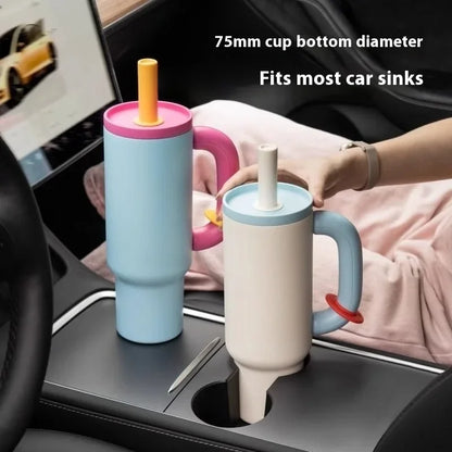 2025 New Female King Cup 304 Stainless Steel Straw Insulated Ice Cup - Thick, Portable Handle Design for Trendy Hydration