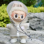 For 17 cm labubu v1/v2/v3 clothes summer doll clothes rabbit ear raincoat for Labubu Outfit DIY Labubu Clothing Gift