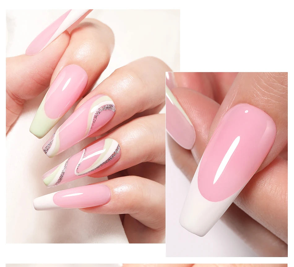 BORN PRETTY 30ml Glitter Pink Hard Jelly Nail Extension Gel Nail Polish Milky White Clear Color Soak Off UV Construction Gel