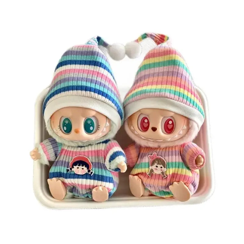 17cm Mini Plush Doll'S Clothes Outfit Accessories For Korea Kpop Labubu V1 V2 V3 Christmas onesie hat set Clothing