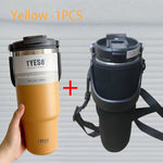 Tyeso 600/750/900ML Car Coffee Cup Thermo Bottle with Straw Portable Sport Insulated Vacuum Flask Travel Thermal Water Bottle