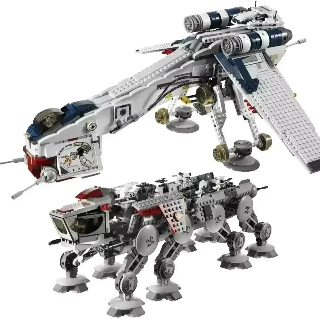 1758PCS Republic Dropship Building Blocks Set AT-OT Walker Compatible with 10195 05053 Birthday Toy Gift Educational Bricks Mode