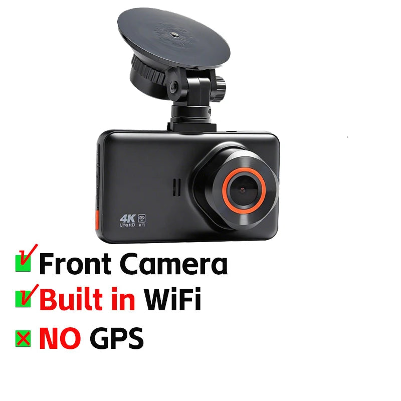 4K+2K Front and Rear Dash Cam Built-in WiFi 3 Inch IPS Car Video Camera WDR Night Vision G-Sensor 24H Parking Mode APP Control