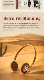 ROSESELSA Distant Mountain Retro Over Ear HiFi Headsets OOTD Vintage Metal Wired Headphones with MMCX 3.5mm Plug