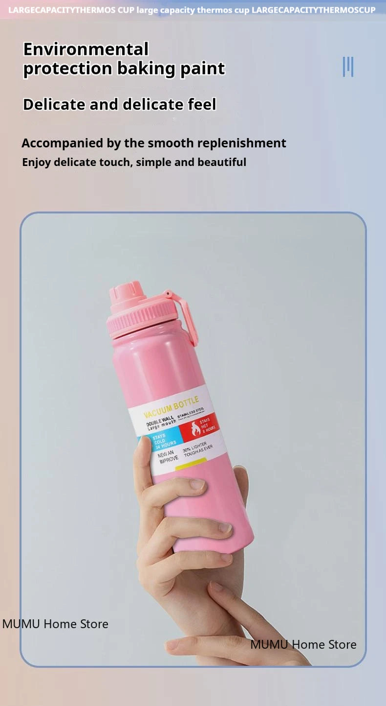 600/800/1000ML Outdoor Thermos Water Bottle Stainless Steel Insulated Cup Keeps Cold and Heat Thermal Mug Travel Vacuum Flasks