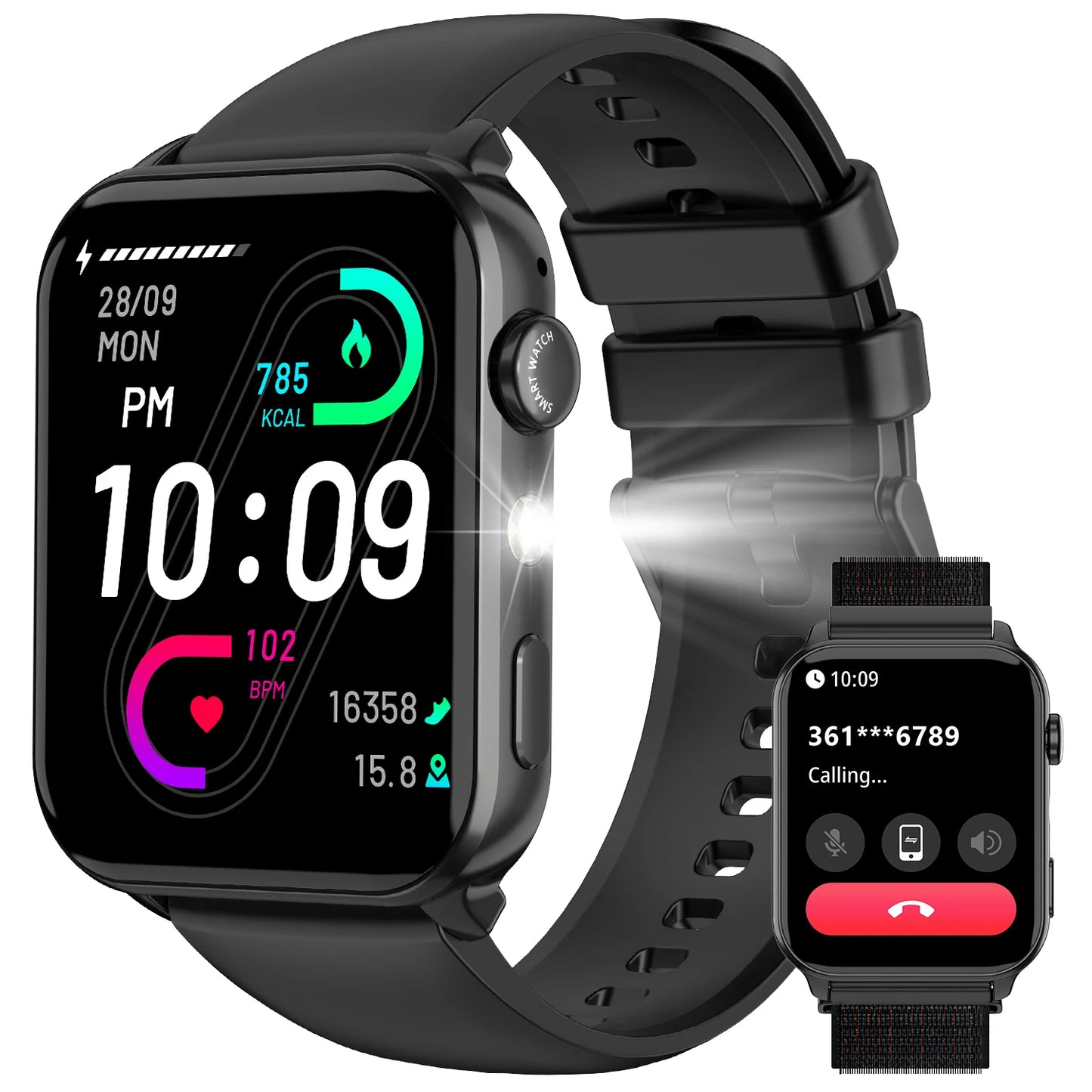 New 2025 Blackview R30 Max Smartwatch with LED Flashlight 1.91'' TFT Screen Health Monitor Bluetooth Watches for Men Women Gifts