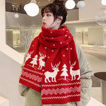 Christmas Atmosphere Santa Claus Knitted Red Scarf For Women New Style Warm Neck Protection Knitted Scarf Versatile Shawl