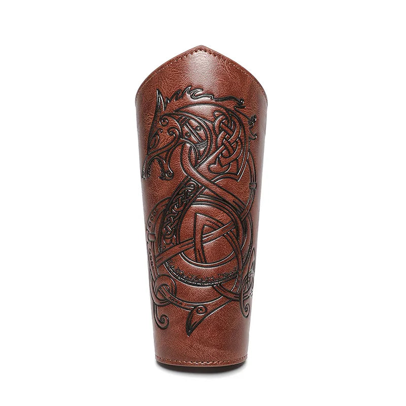 Medieval PU Leather Gauntlet Wristband Medieval Arm Bracers Punk Bracer Wrist Guards for Halloween Warrior Knight Photo Props