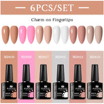 MSRUIOO 6pcs Nude Pink Gel Nail Polish Set Glitter Colorful Semi Permanent UV Gel Kits DIY Nail Art Painting Varnish Manicure