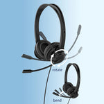 Wired USB Headset Call Center Headphones with Microphone Noise Cancelling Over Gaming Over-Ear Headsets for Computer PC Laptop