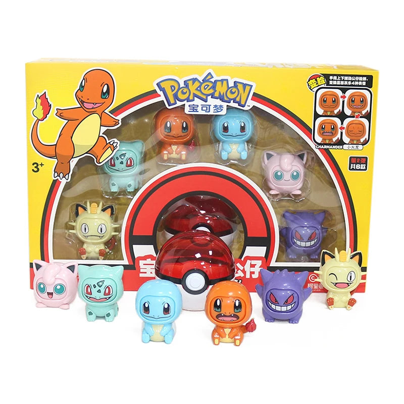 Pokeball Pokemon Pikachu Figures Toys Doll Poke Ball Face-changing Pocket Monsters Action Figure Kid Boys Girls Set Toy Gifts