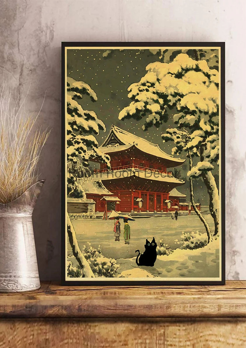 Digital Cats Cute Poster Kraft Paper Prints Modern DIY Funny Cartoon Room Painting Prints Art Picture Posters Living Room Decor