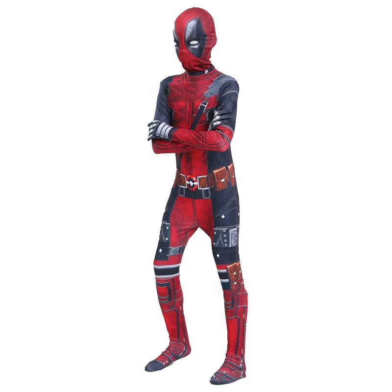 New Movie Character Role Play Costume Superhero Deadpool Costume Mask Sword Bag Suits Halloween Party Cosplay Jumpsuit 3D Style