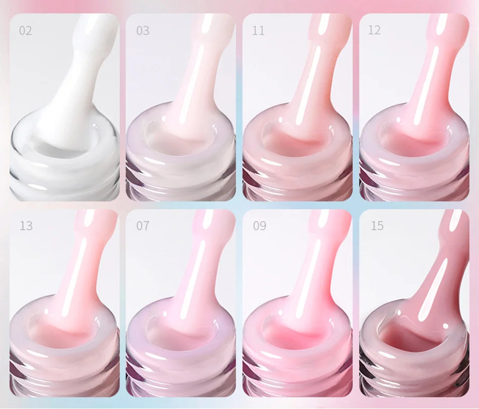 BORN PRETTY Milky Pink Rubber Base Gel Nail Polish Glitter 15ml Semi-Permanent Varnish Soak Off Self Leveling UV LED Gel