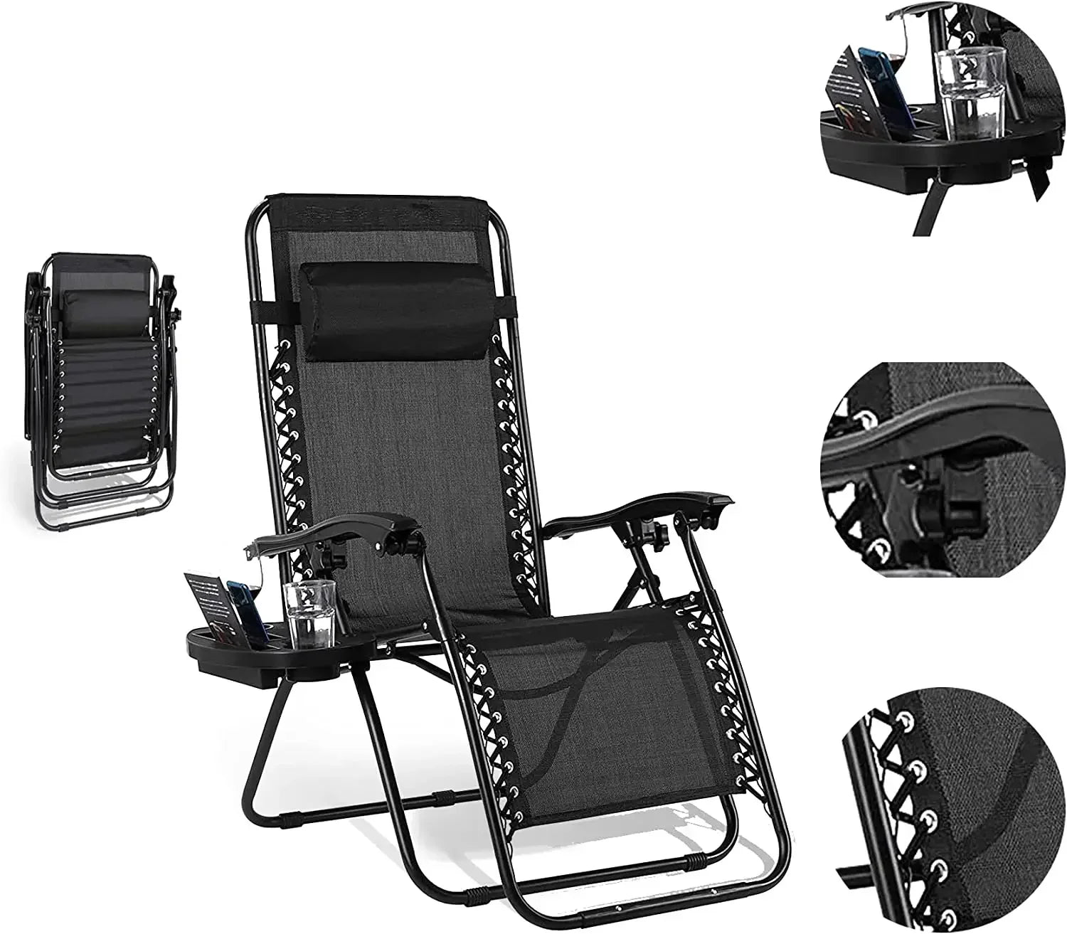 Homfa Folding Sun Lounger Set with Table
