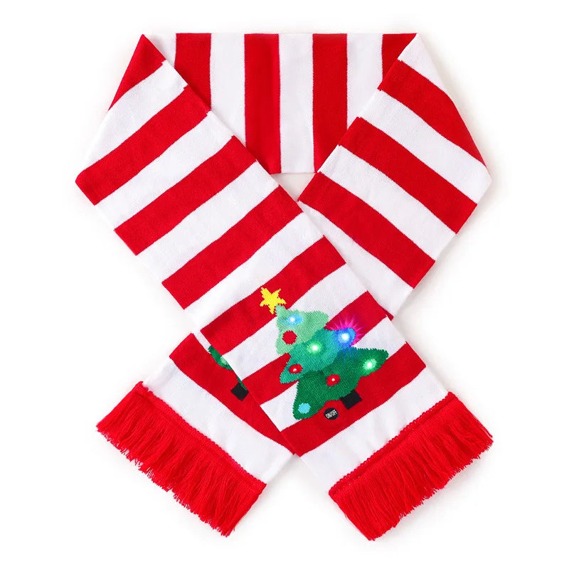 Christmas LED Scarf - Knitted Multicolor Light-Up Scarf for Kids and Adults