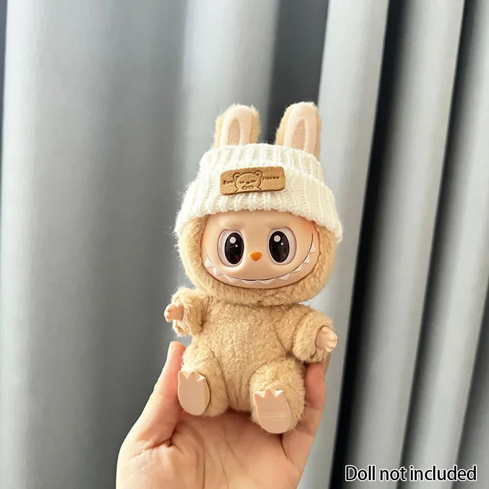 For 15-17 cm V1v2 Labubu Clothes Outfit Labubu Sitting Party Bear Label Scarf Hat Bag Dolls Accessories Cute Decoration Sweater