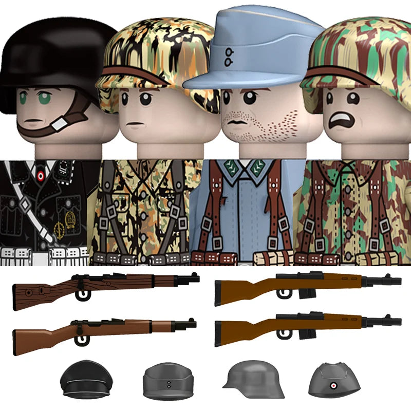 Military WW2 German Navy Armored Troops Building Blocks US 101st Britain Soviet Union Soldiers Infantry Weapons Bricks Toys Kids