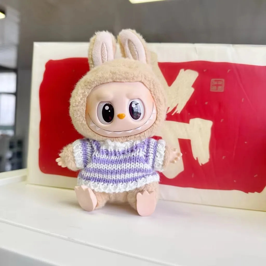 For Labubu'S Clothes Striped sweater outfit Match with hat pendant  Can match according to your preferences Labubu Accessories