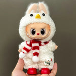 17cm Mini Plush Doll'S Clothes Outfit Accessories For Korea Kpop Labubu V1 V2 V3 Christmas onesie hat set Clothing